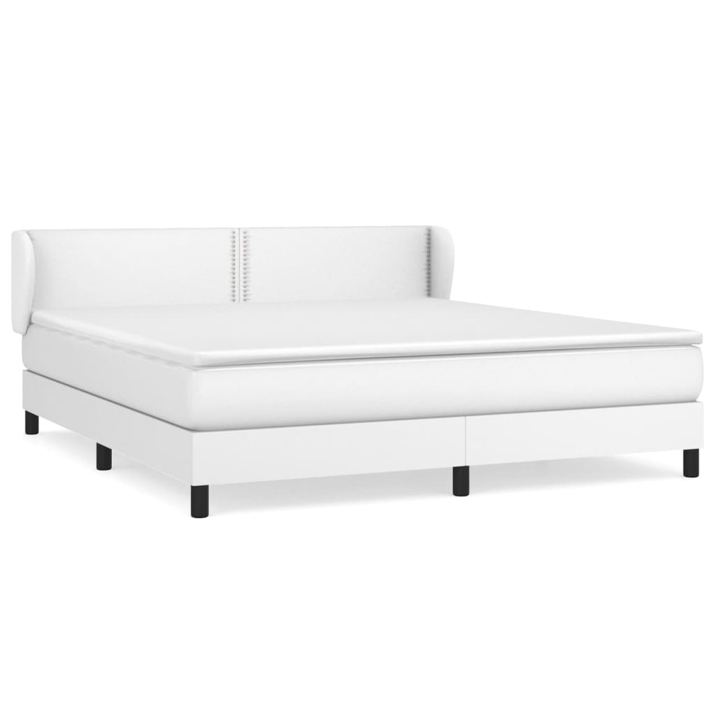 Κρεβάτι Boxspring με Στρώμα Λευκό 180x200 εκ. Συνθετικό Δέρμα