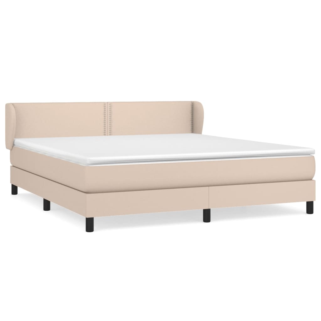 Κρεβάτι Boxspring με Στρώμα Καπουτσίνο 180x200 εκ. Συνθ. Δέρμα