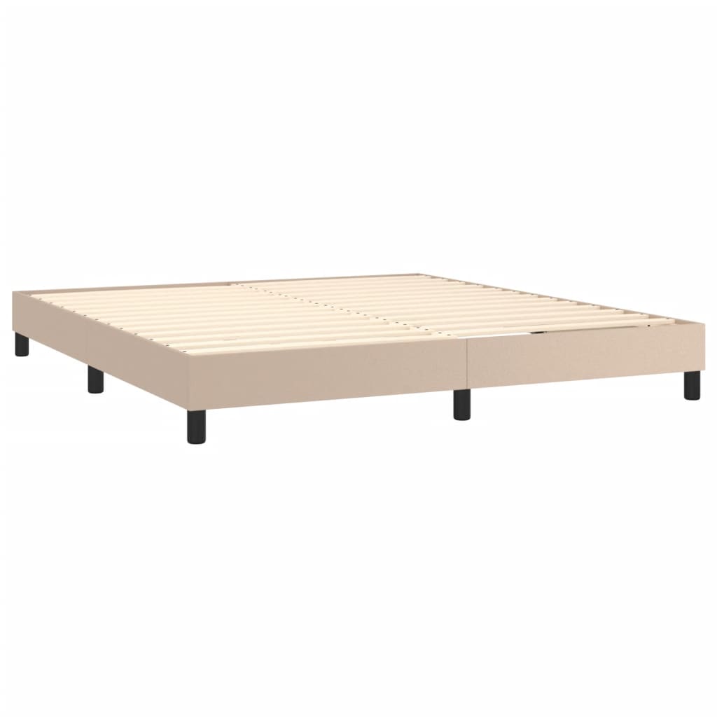 Κρεβάτι Boxspring με Στρώμα Καπουτσίνο 180x200 εκ. Συνθ. Δέρμα