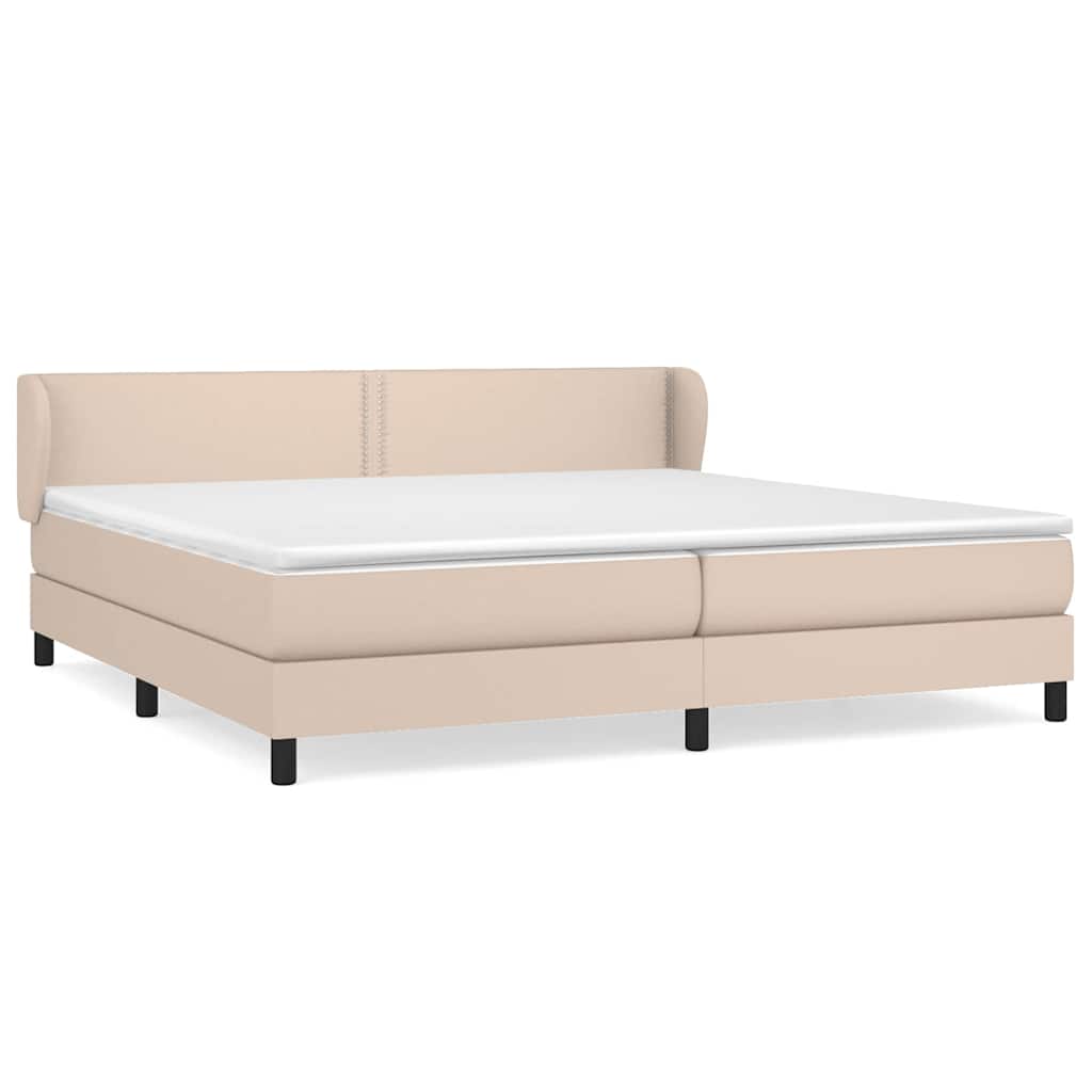Κρεβάτι Boxspring με Στρώμα Καπουτσίνο 200x200εκ.από Συνθ.Δέρμα