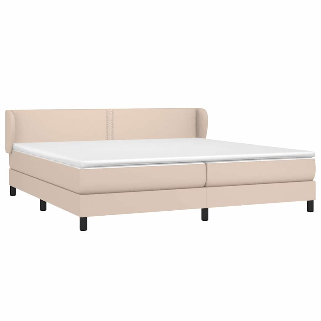 Κρεβάτι Boxspring με Στρώμα Καπουτσίνο 200x200εκ.από Συνθ.Δέρμα