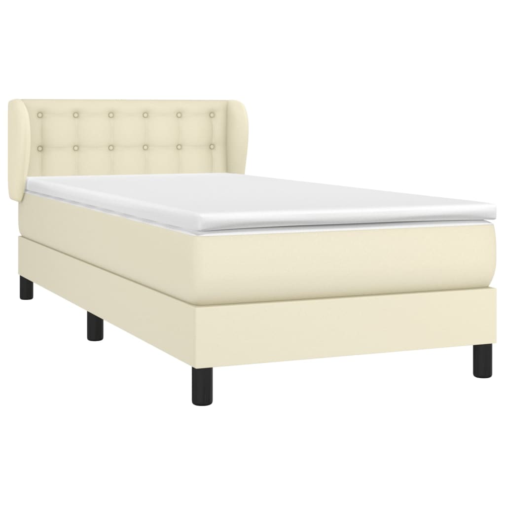 Κρεβάτι Boxspring με Στρώμα Κρεμ 80 x 200 εκ. Συνθετικό Δέρμα - Pakobazaar