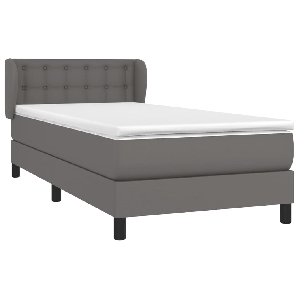 Κρεβάτι Boxspring με Στρώμα Γκρι 80 x 200 εκ. Συνθετικό Δέρμα