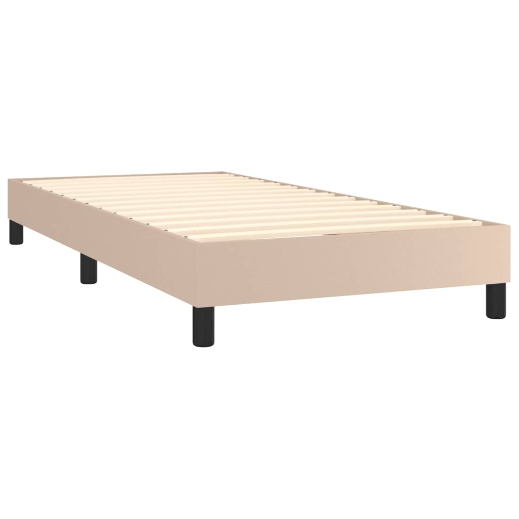 Κρεβάτι Boxspring με Στρώμα Καπουτσίνο 100x200εκ.από Συνθ.Δέρμα