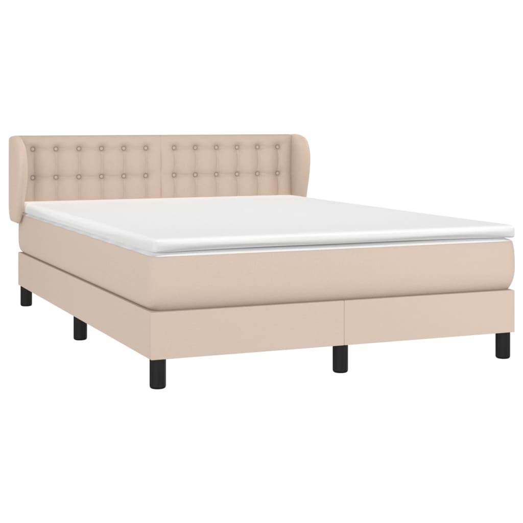 Κρεβάτι Boxspring με Στρώμα Καπουτσίνο 140x190εκ.από Συνθ.Δέρμα