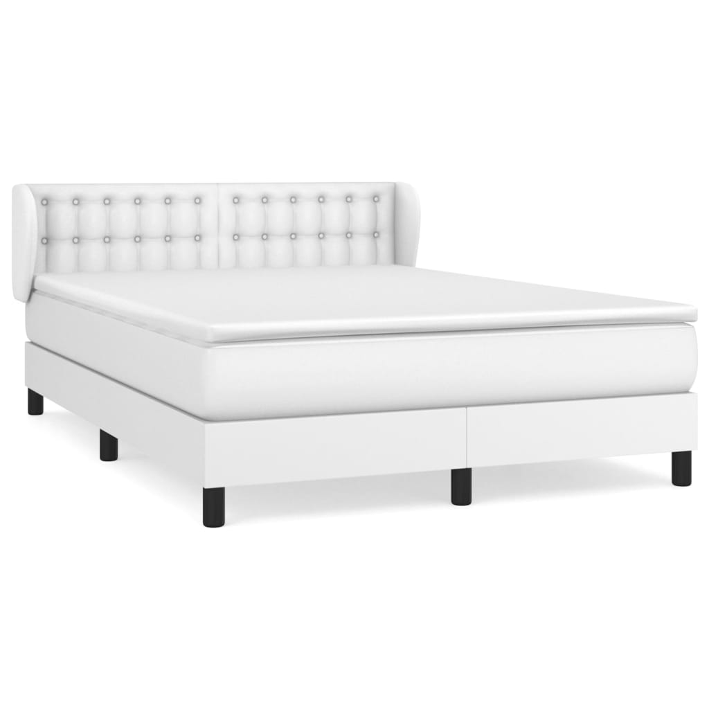 Κρεβάτι Boxspring με Στρώμα Λευκό 140x200εκ.από Συνθετικό Δέρμα