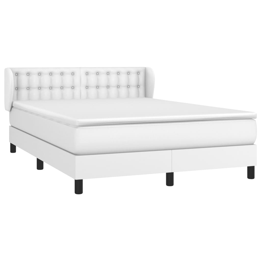 Κρεβάτι Boxspring με Στρώμα Λευκό 140x200εκ.από Συνθετικό Δέρμα