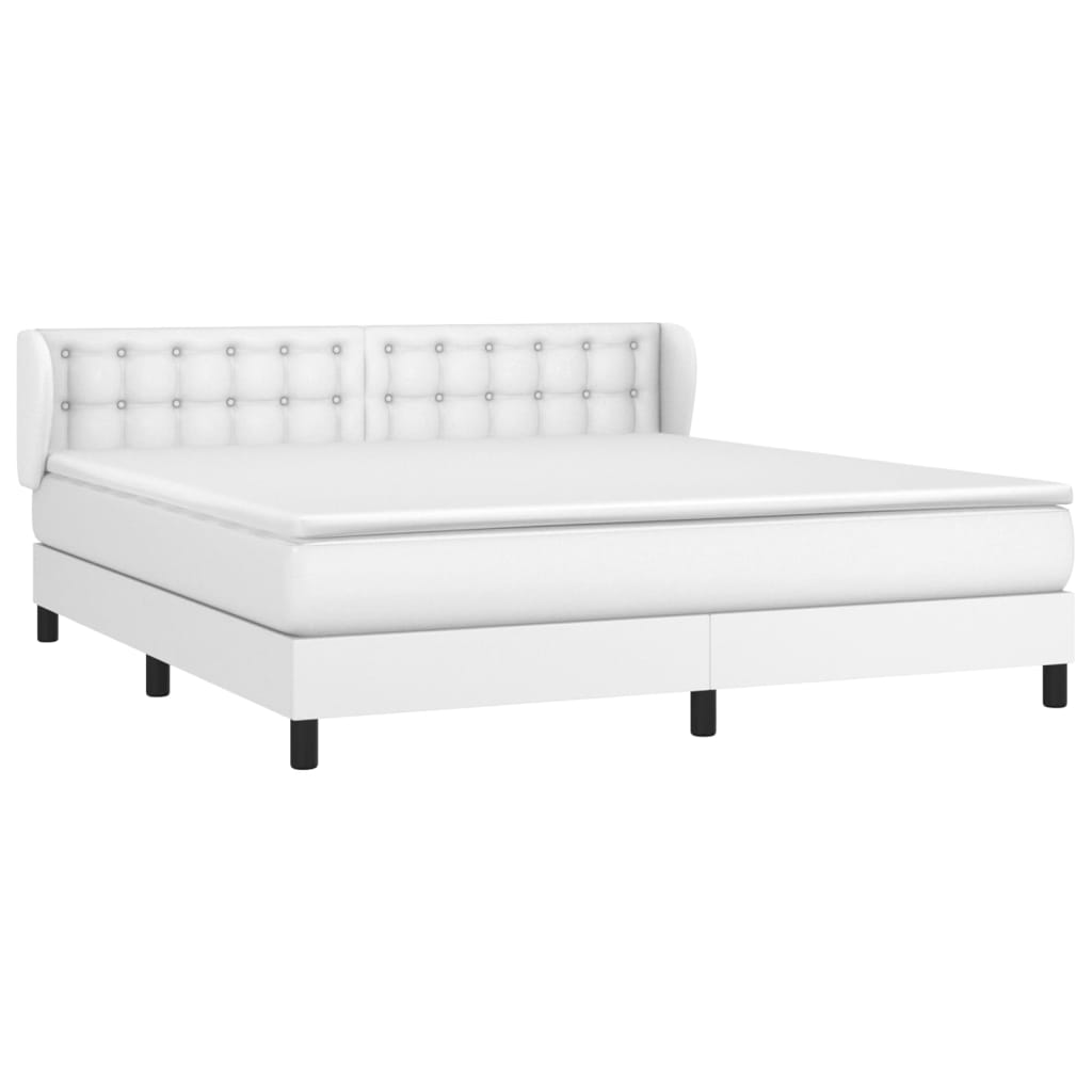 Κρεβάτι Boxspring με Στρώμα Λευκό 160x200εκ.από Συνθετικό Δέρμα