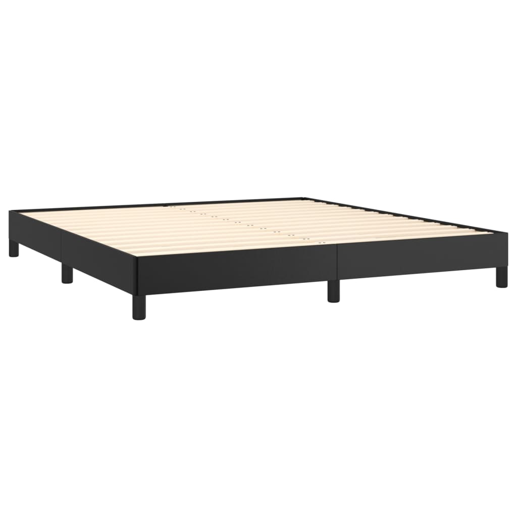 Κρεβάτι Boxspring με Στρώμα Μαύρο 180x200εκ.από Συνθετικό Δέρμα