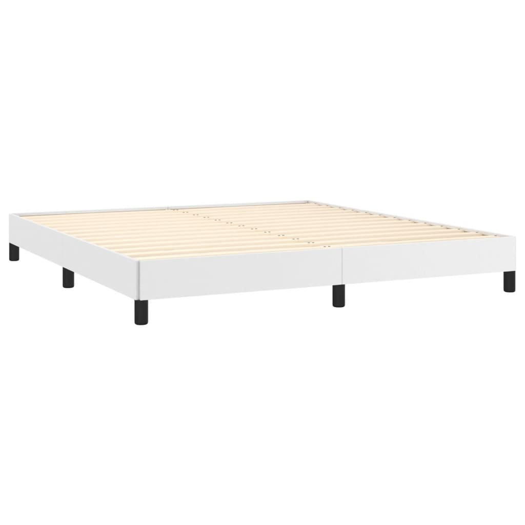 Κρεβάτι Boxspring με Στρώμα Λευκό 180x200 εκ. Συνθετικό Δέρμα