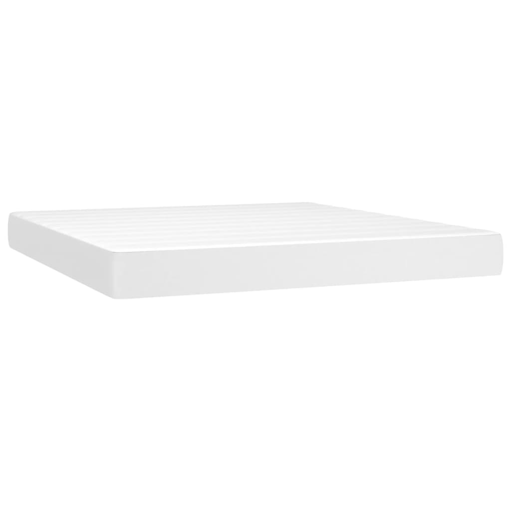 Κρεβάτι Boxspring με Στρώμα Λευκό 180x200 εκ. Συνθετικό Δέρμα