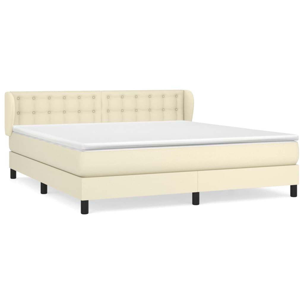 Κρεβάτι Boxspring με Στρώμα Κρεμ 180x200 εκ. Συνθετικό Δέρμα - Pakobazaar