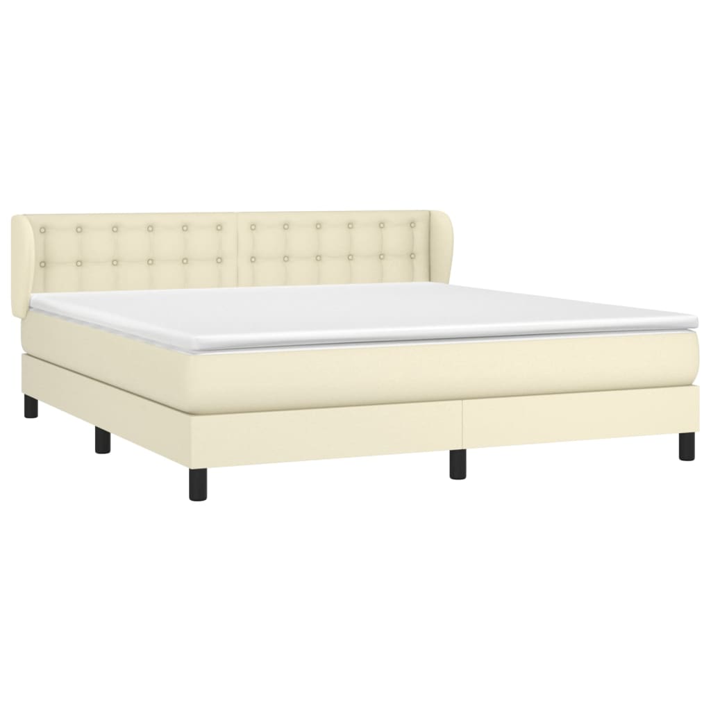 Κρεβάτι Boxspring με Στρώμα Κρεμ 180x200 εκ. Συνθετικό Δέρμα - Pakobazaar