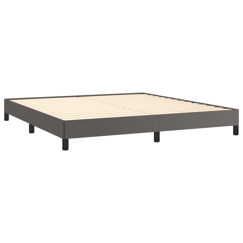 Κρεβάτι Boxspring με Στρώμα Γκρι 180x200 εκ. Συνθετικό Δέρμα