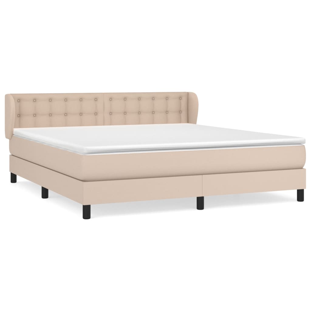Κρεβάτι Boxspring με Στρώμα Καπουτσίνο 180x200 εκ. Συνθ. Δέρμα
