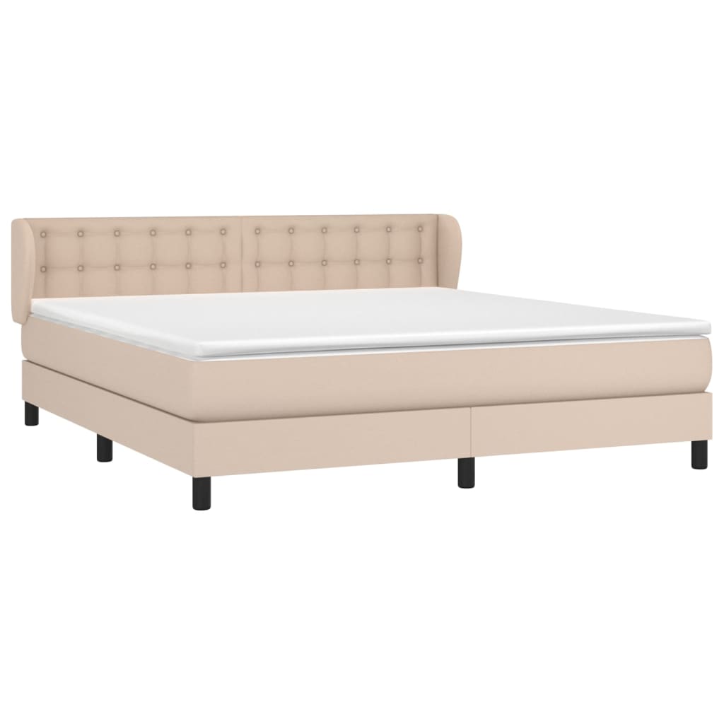 Κρεβάτι Boxspring με Στρώμα Καπουτσίνο 180x200 εκ. Συνθ. Δέρμα