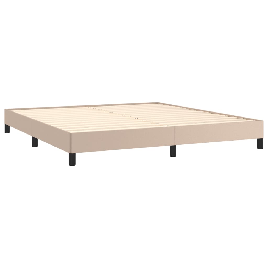 Κρεβάτι Boxspring με Στρώμα Καπουτσίνο 180x200 εκ. Συνθ. Δέρμα