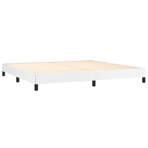 Κρεβάτι Boxspring με Στρώμα Λευκό 200x200 εκ. Συνθετικό Δέρμα