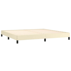 Κρεβάτι Boxspring με Στρώμα Κρεμ 200x200 εκ. Συνθετικό Δέρμα - Pakobazaar