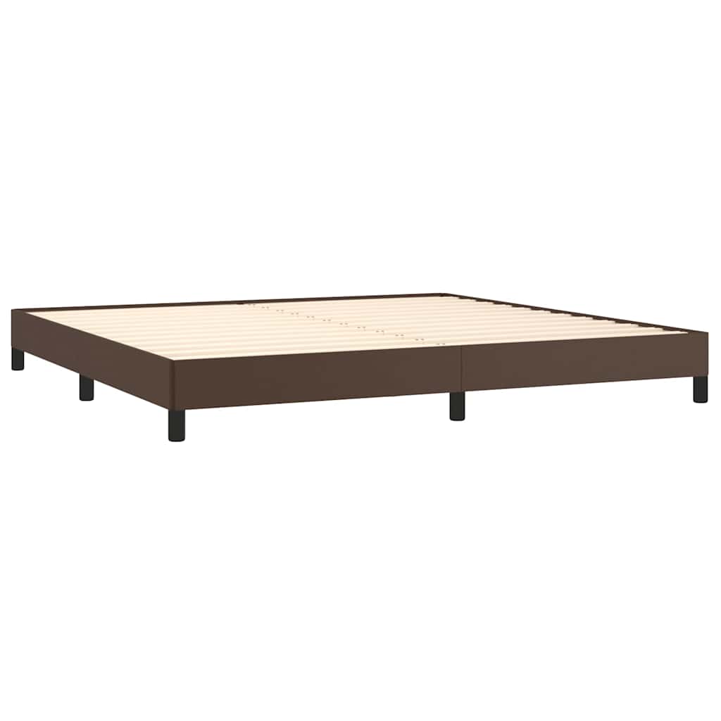 Κρεβάτι Boxspring με Στρώμα Καφέ 200x200 εκ. Συνθετικό Δέρμα - Pakobazaar