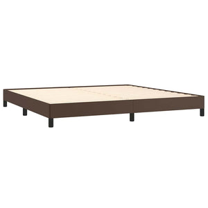 Κρεβάτι Boxspring με Στρώμα Καφέ 200x200 εκ. Συνθετικό Δέρμα - Pakobazaar