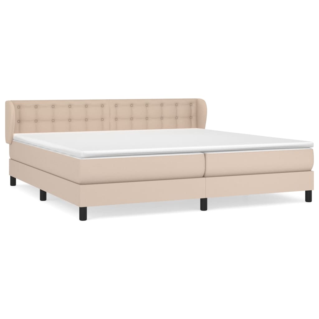 Κρεβάτι Boxspring με Στρώμα Καπουτσίνο 200x200εκ.από Συνθ.Δέρμα - Pakobazaar