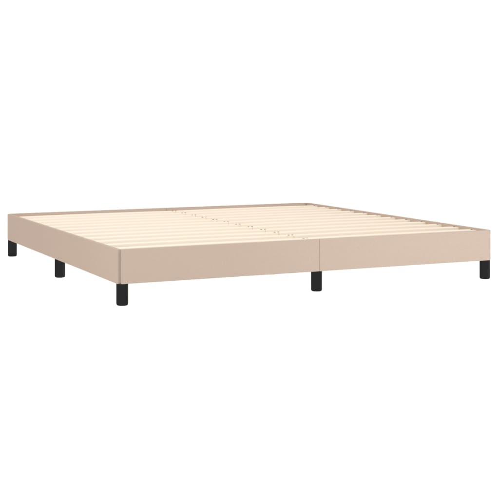 Κρεβάτι Boxspring με Στρώμα Καπουτσίνο 200x200εκ.από Συνθ.Δέρμα - Pakobazaar