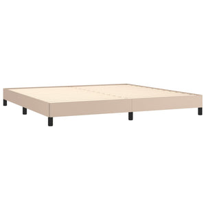 Κρεβάτι Boxspring με Στρώμα Καπουτσίνο 200x200εκ.από Συνθ.Δέρμα - Pakobazaar