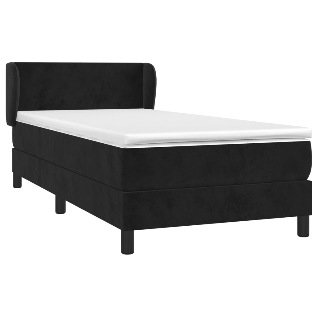 Κρεβάτι Boxspring με Στρώμα Μαύρο 90x190 εκ. Βελούδινο