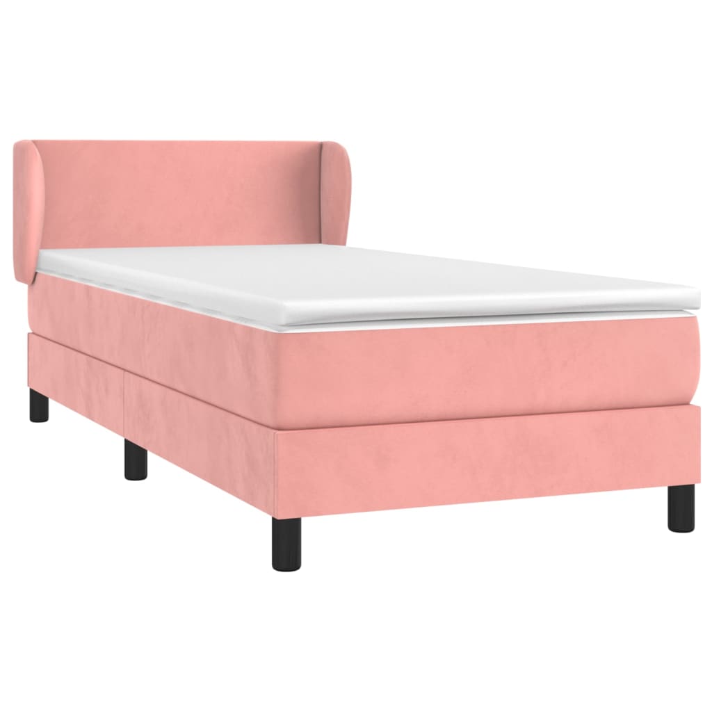 Κρεβάτι Boxspring με Στρώμα Ροζ 90x190 εκ. Βελούδινο