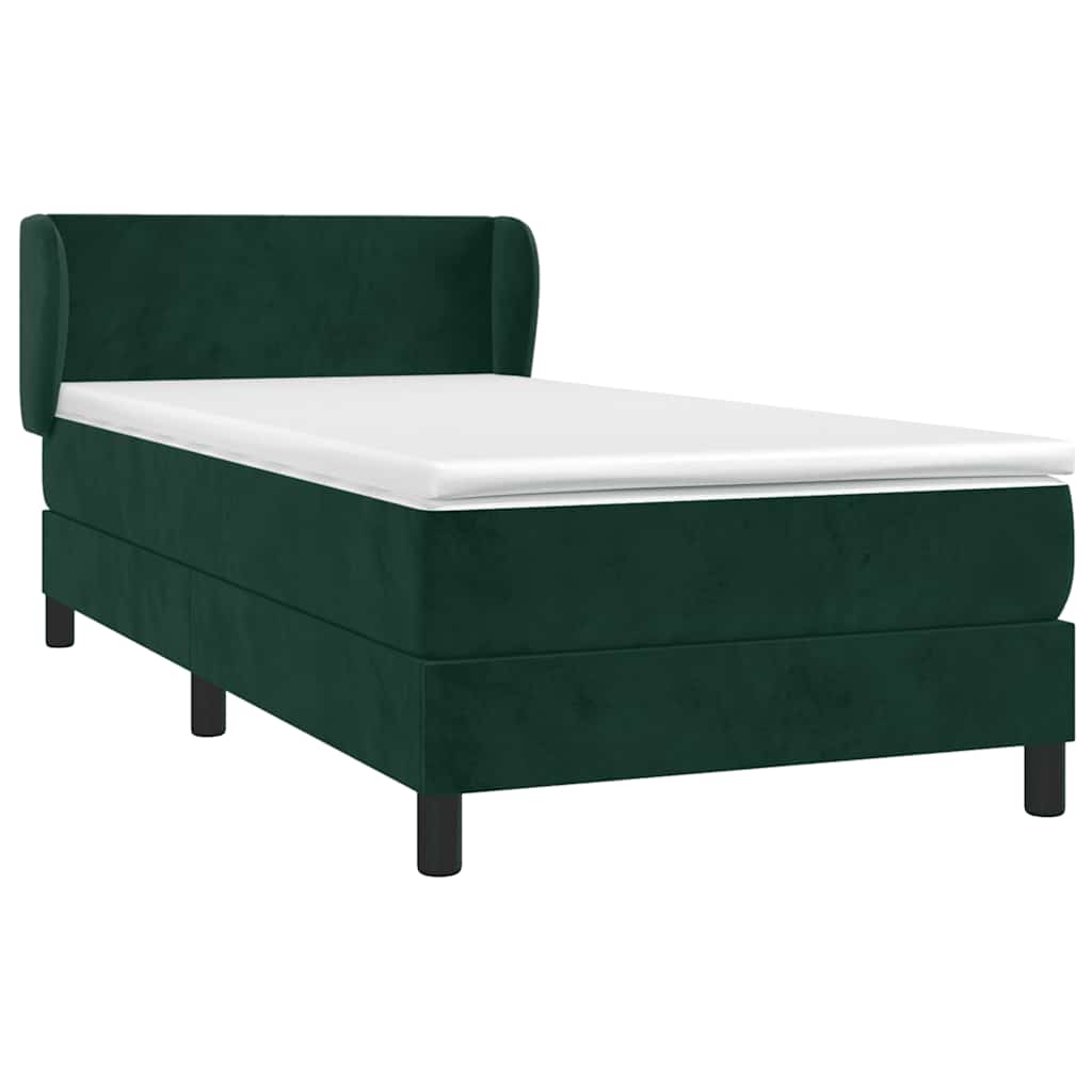 Κρεβάτι Boxspring με Στρώμα Σκούρο Πράσινο 100x200εκ. Βελούδινο