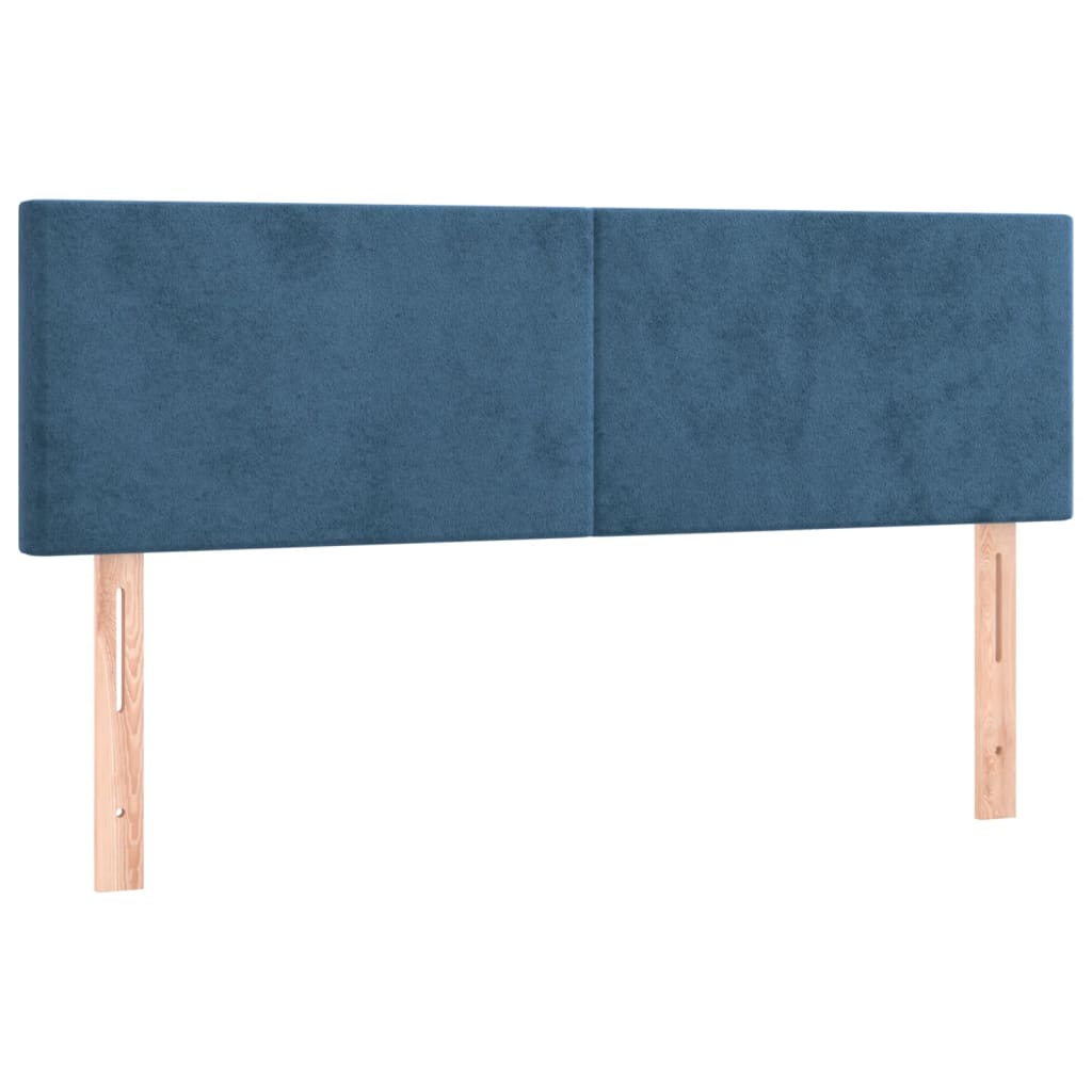 Κρεβάτι Boxspring με Στρώμα Σκούρο Μπλε 140x190 εκ. Βελούδινο