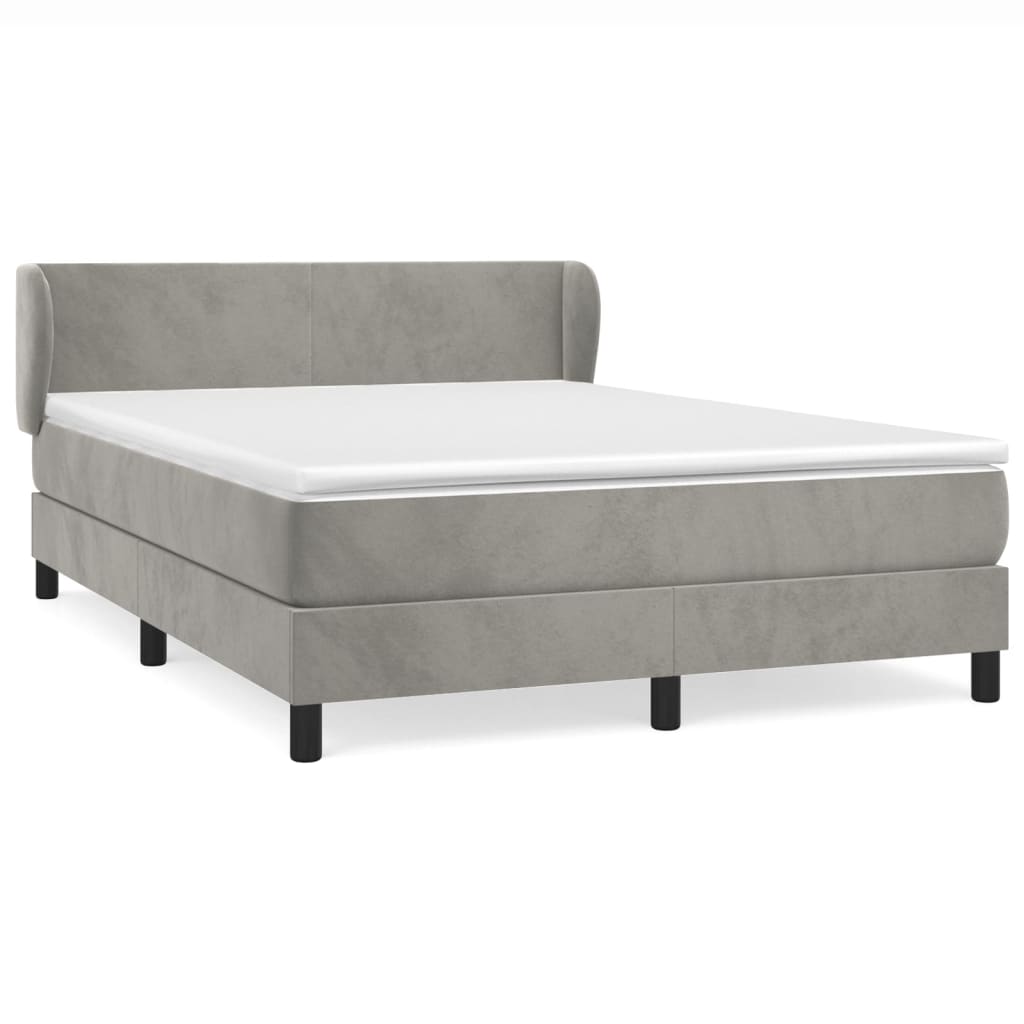 Κρεβάτι Boxspring με Στρώμα Ανοιχτό Γκρι 140x200 εκ. Βελούδινο