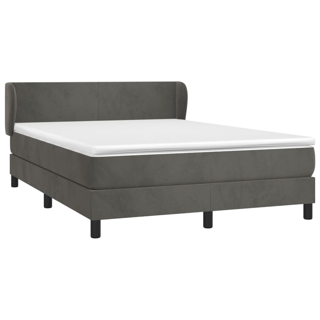 Κρεβάτι Boxspring με Στρώμα Σκούρο Γκρι 140x200 εκ. Βελούδινο - Pakobazaar