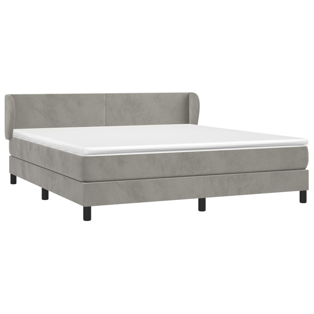 Κρεβάτι Boxspring με Στρώμα Ανοιχτό Γκρι 160x200 εκ. Βελούδινο - Pakobazaar