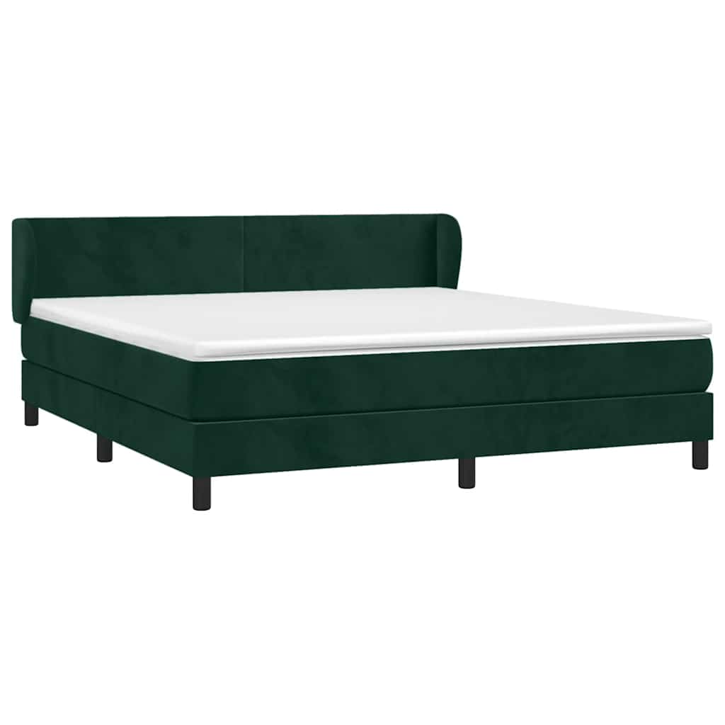 Κρεβάτι Boxspring με Στρώμα Σκούρο Πράσινο 160x200εκ. Βελούδινο