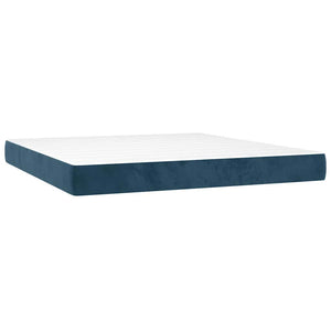 Κρεβάτι Boxspring με Στρώμα Σκούρο Μπλε 160x200 εκ. Βελούδινο - Pakobazaar