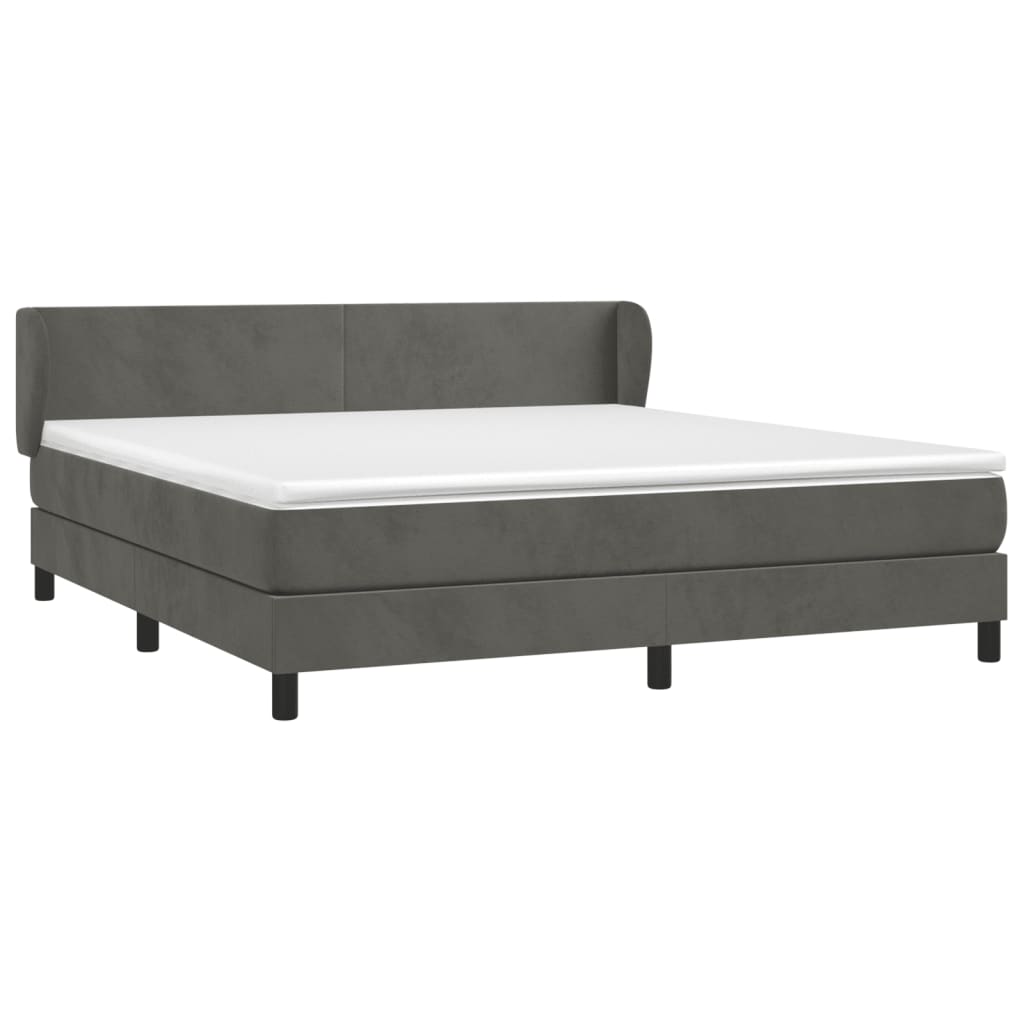 Κρεβάτι Boxspring με Στρώμα Σκούρο Γκρι 180x200 εκ. Βελούδινο