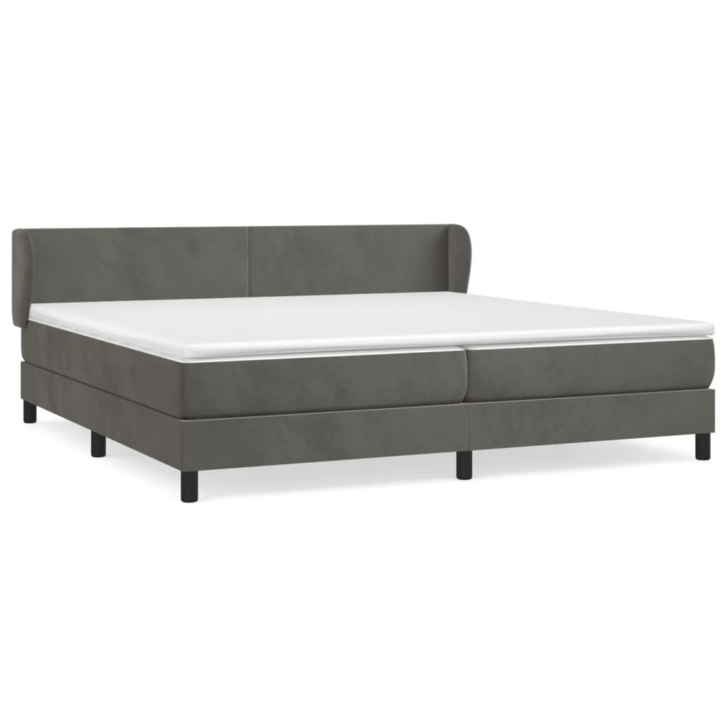 Κρεβάτι Boxspring με Στρώμα Σκούρο Γκρι 200x200 εκ. Βελούδινο