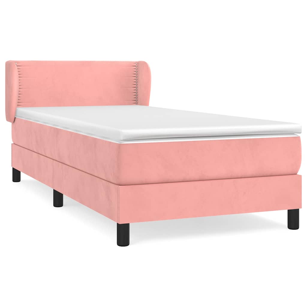 Κρεβάτι Boxspring με Στρώμα Ροζ 80 x 200 εκ. Βελούδινο