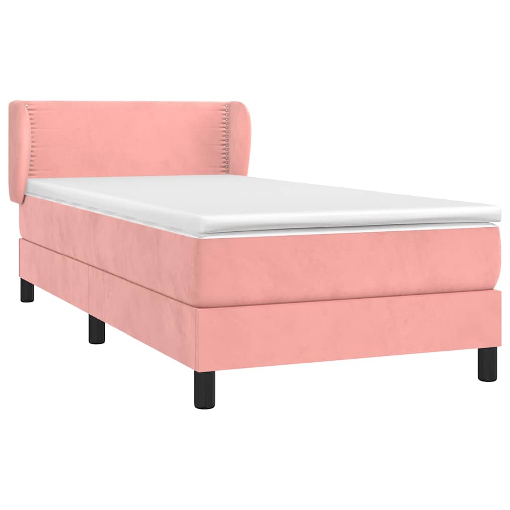 Κρεβάτι Boxspring με Στρώμα Ροζ 80 x 200 εκ. Βελούδινο