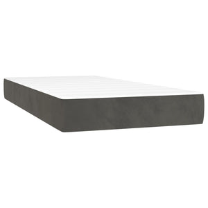 Κρεβάτι Boxspring με Στρώμα Σκούρο Γκρι 90x190 εκ. Βελούδινο