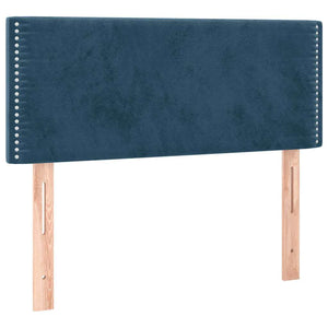 Κρεβάτι Boxspring με Στρώμα Σκούρο Μπλε 90x190 εκ. Βελούδινο - Pakobazaar