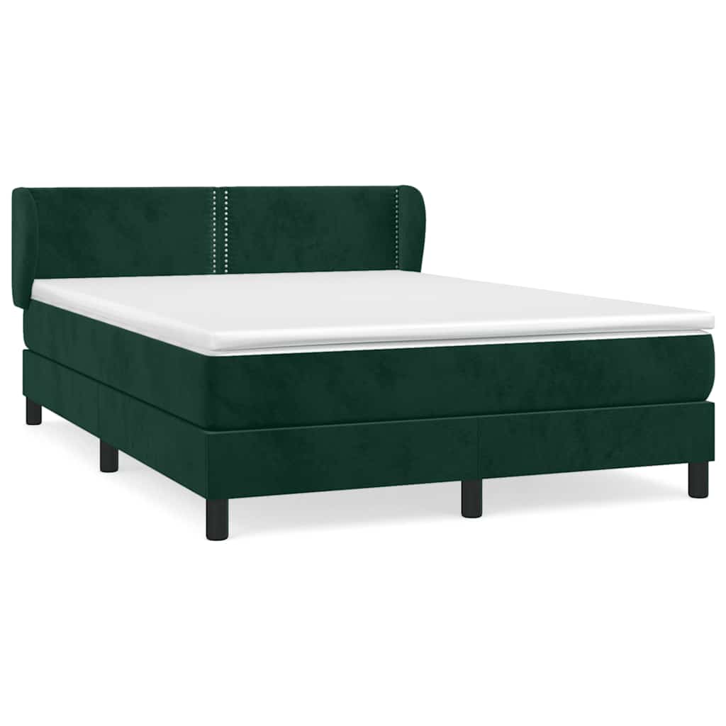 Κρεβάτι Boxspring με Στρώμα Σκούρο Πράσινο 140x190εκ. Βελούδινο - Pakobazaar
