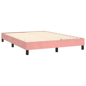 Κρεβάτι Boxspring με Στρώμα Ροζ 140x190 εκ. Βελούδινο