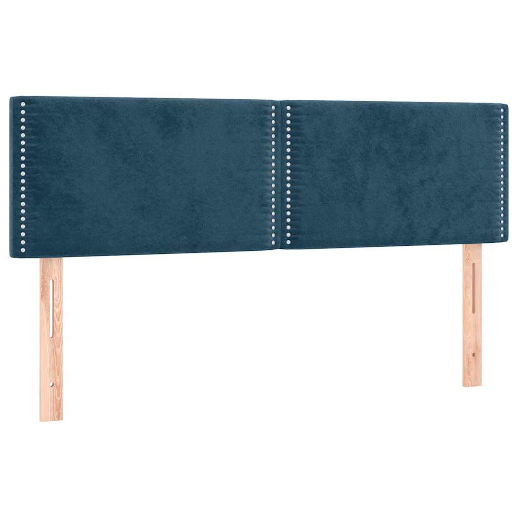 Κρεβάτι Boxspring με Στρώμα Σκούρο Μπλε 140x200 εκ. Βελούδινο