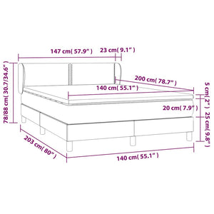 Κρεβάτι Boxspring με Στρώμα Σκούρο Μπλε 140x200 εκ. Βελούδινο