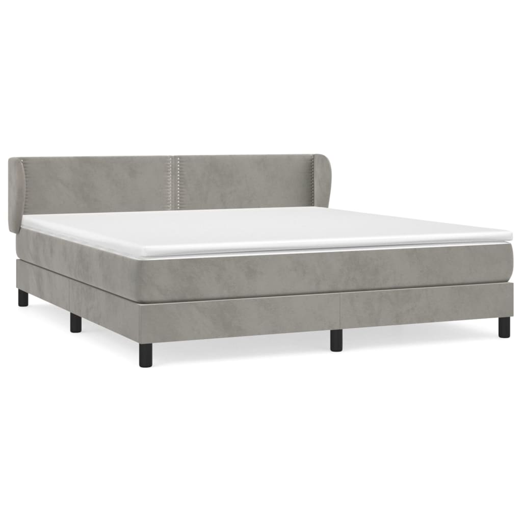 Κρεβάτι Boxspring με Στρώμα Ανοιχτό Γκρι 160x200 εκ. Βελούδινο - Pakobazaar