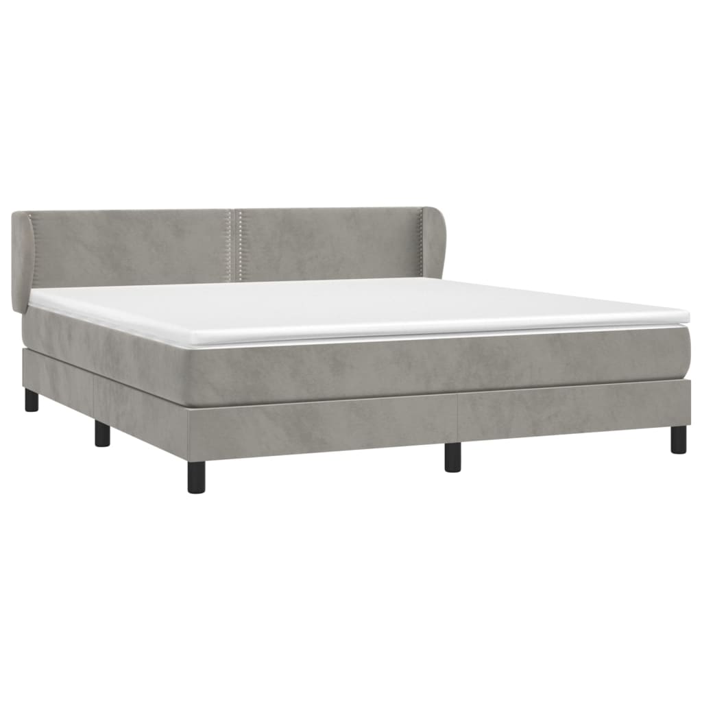 Κρεβάτι Boxspring με Στρώμα Ανοιχτό Γκρι 160x200 εκ. Βελούδινο - Pakobazaar