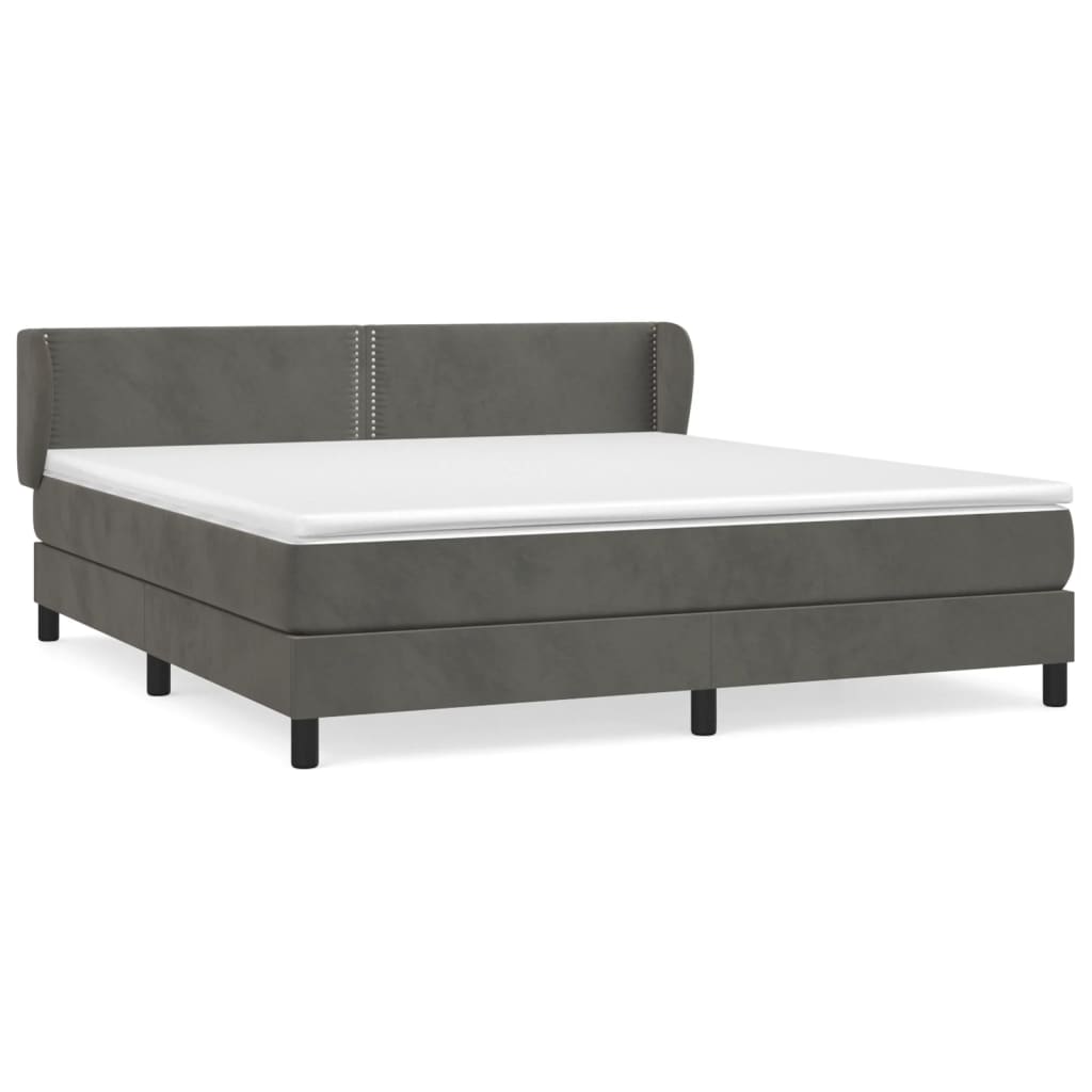 Κρεβάτι Boxspring με Στρώμα Σκούρο Γκρι 160x200 εκ. Βελούδινο